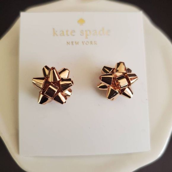 kate spade Jewelry - Kate Spade Rose Gold Bourgeois Bow Earrings NWT